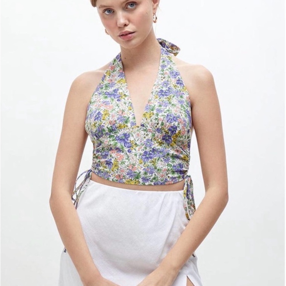 La Hearts Pacsun Multicolor Floral Crop Halter Top